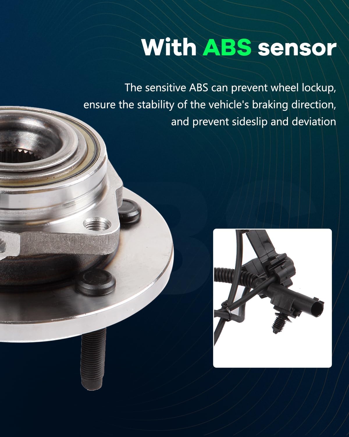 SCITOO Wheel Hub Wheel Bearing Assembly Front 513229 fit for Dodge DAKOTA 2005-2010 for Mitsubishi RAIDER 2006-2008 for Ram DAKOTA 2011 5 Lugs Wheel Hub Bearing Assemblies W/ABS 1pc