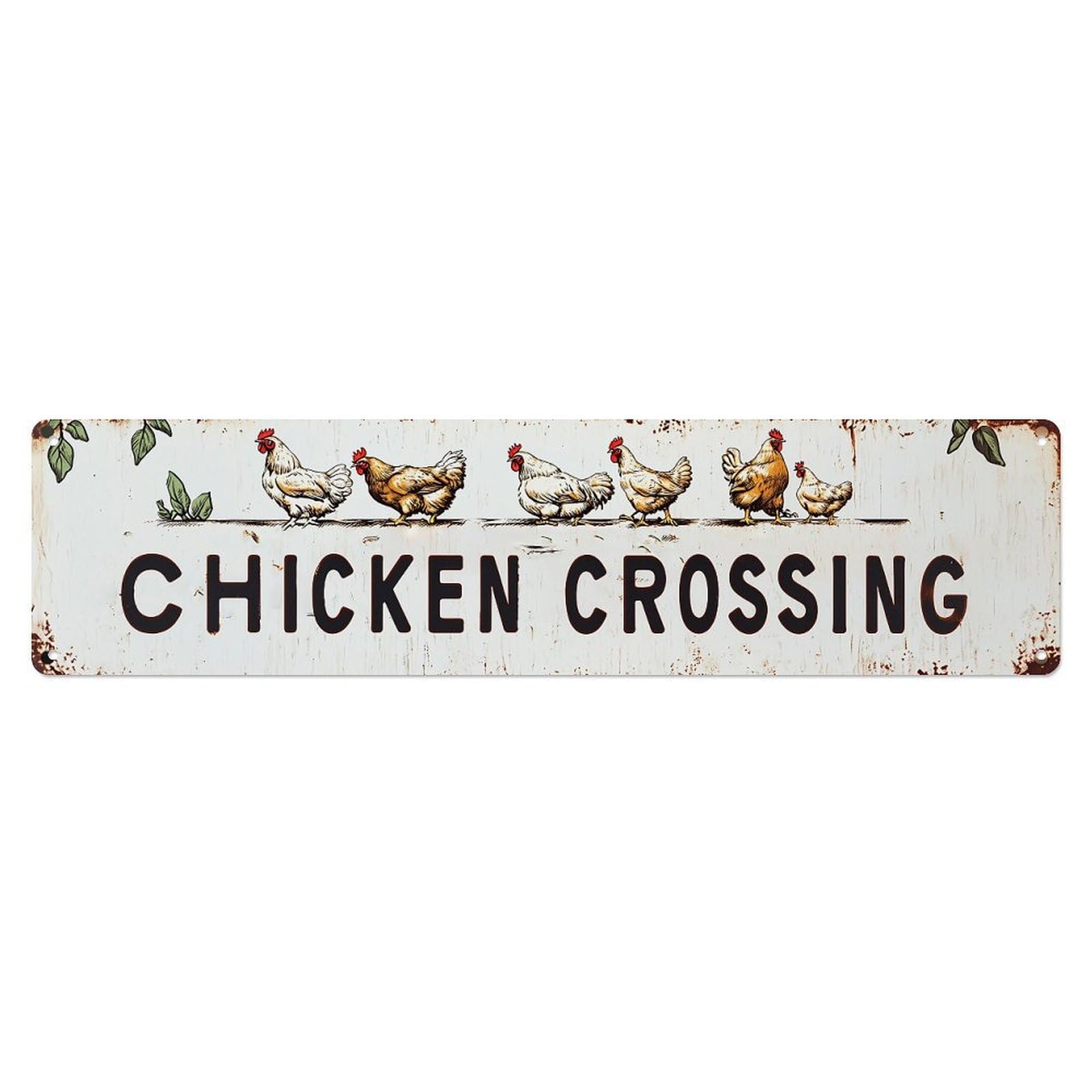 Chicken Crossing Sign Pattern_2 Metal Tin Sign Plaque