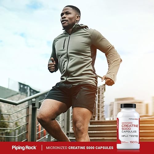 Miniatura 6 de Piping Rock Cápsulas de monohidrato de creatina  5000 mg  150 píldoras  Suplemento micronizado para hombres y mujeres  Sin OMG, sin gluten