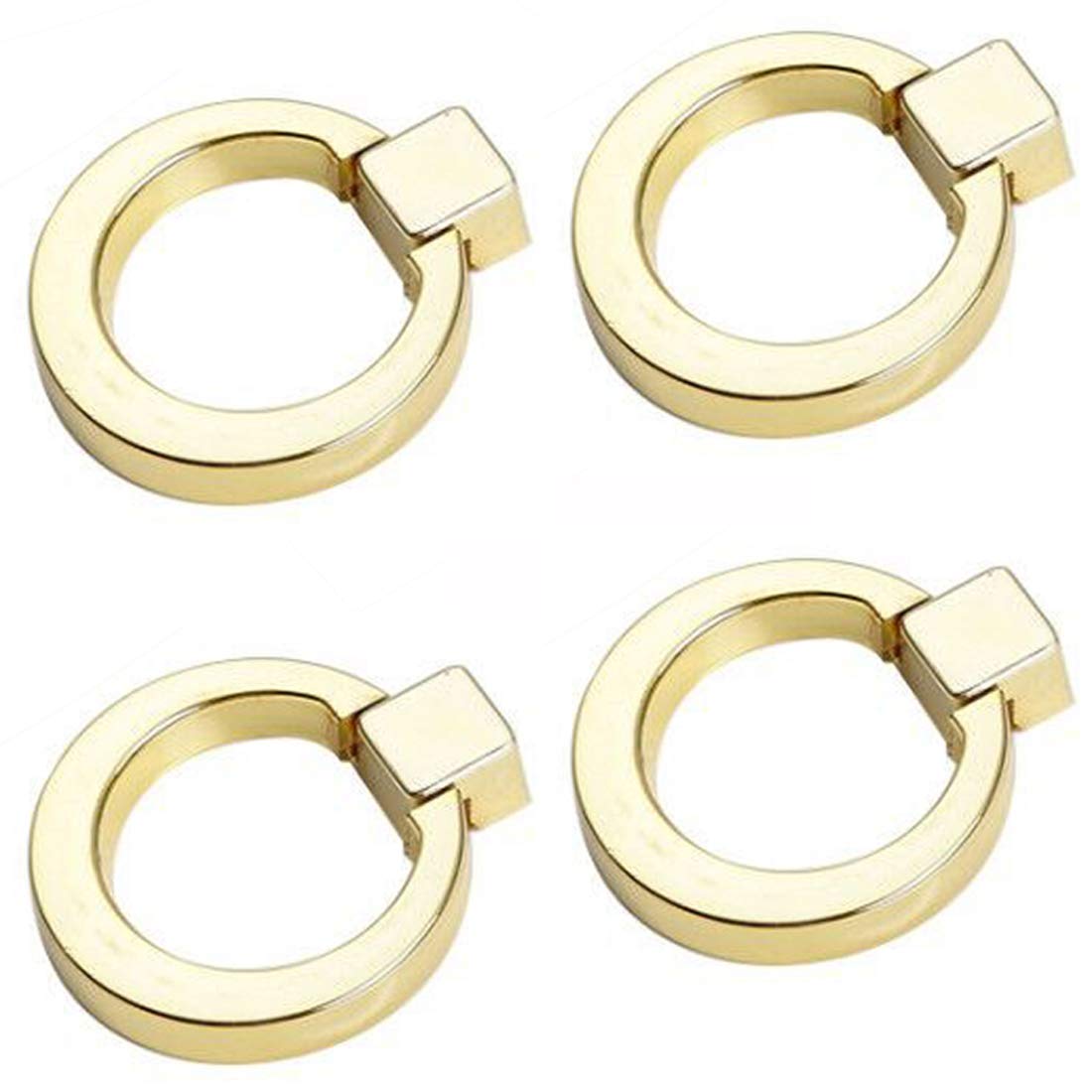 4 Pack Drawer Handle, Ring Handles Zinc Alloy Grip Pulls Knob for Cupboard Wardrobe Cabinet Drawer (Gold)
