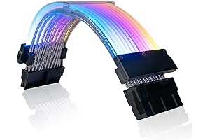 ASIAHORSE Sleeved Cables: 24 Pin ATX Addressable RGB Power Extension Cable