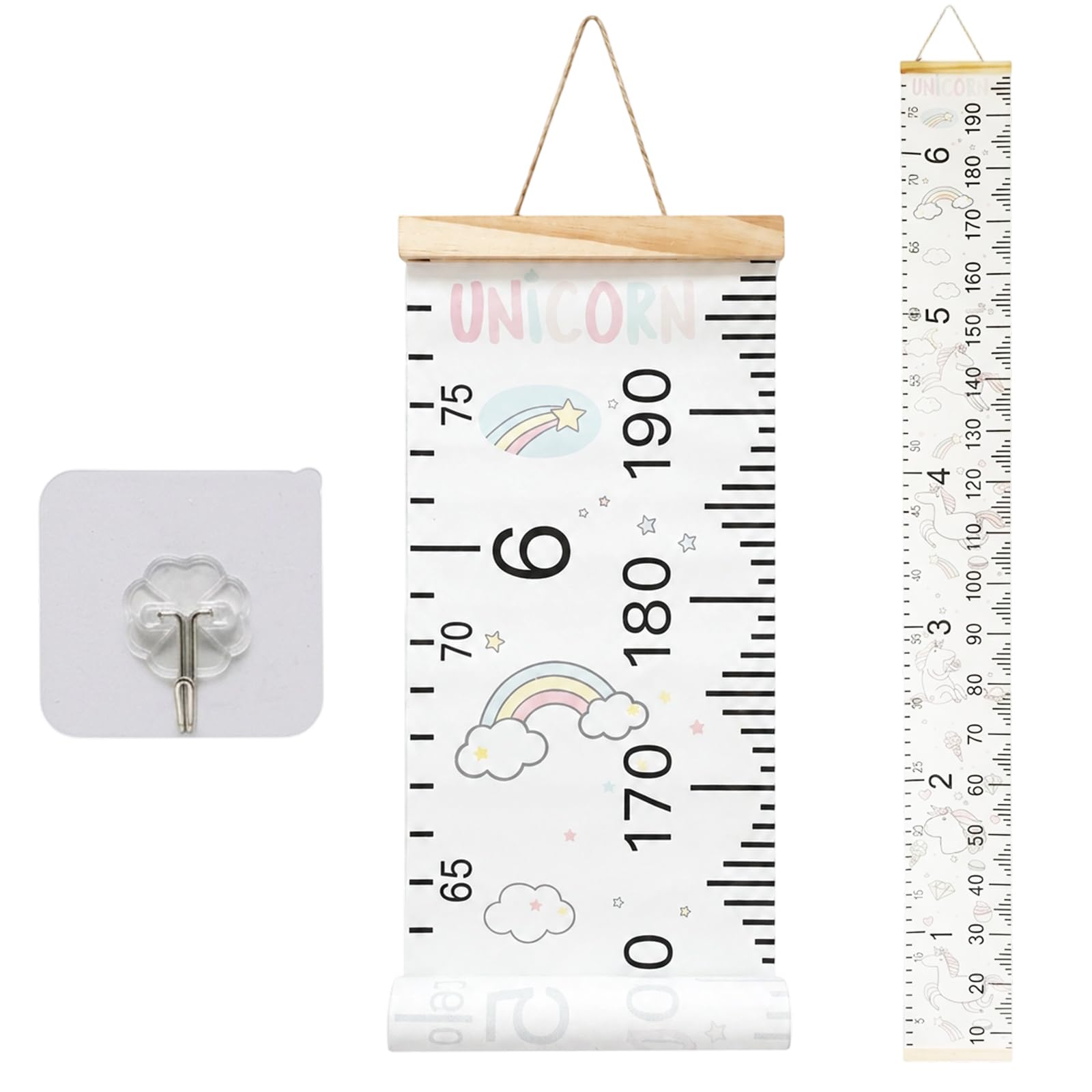 Height Chart, Growth Chart for Recording Development, Wall Mounted Measurement Tool with Hook, Easy Installation Design, 200 cm by 20 cm Size