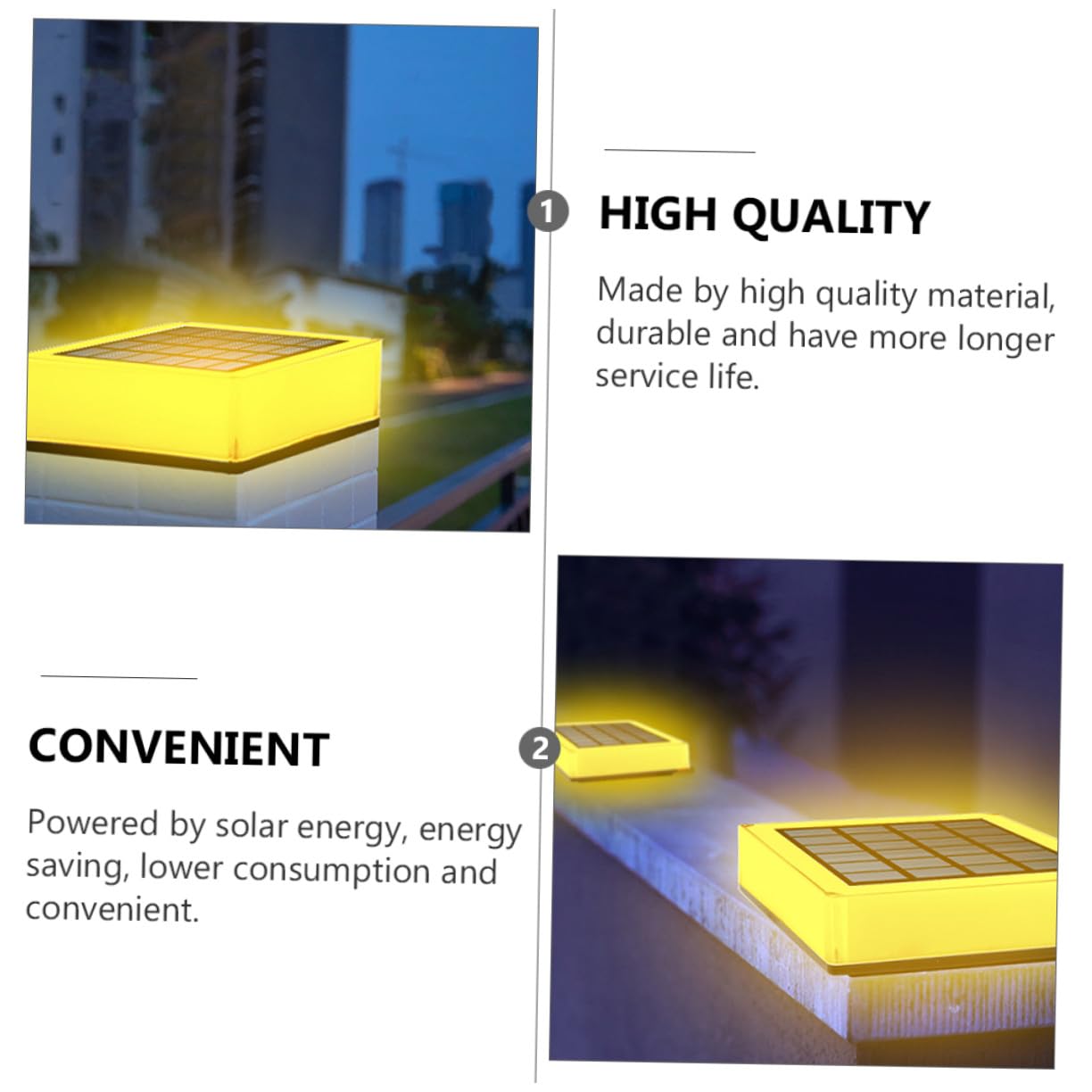 Solar Garten Säulenleuchte aus ABS mit Doppelfarbbeleuchtung Geeignet für Hof und Villa Energiesparende Solarlampe für Außenbereich