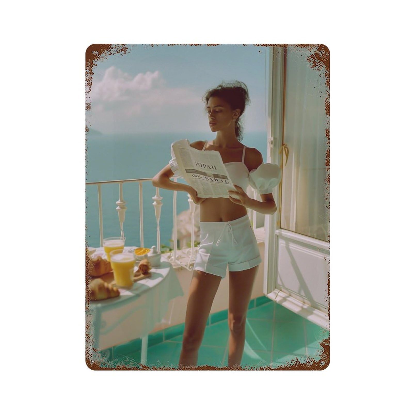 FHUYEURHRY Dolce Vita on The Balcony 01 Wall Decor Retro Iron Vintage Art Metal Tin Sign Poster Modern Home Cofffee Club Art Bar Shop Decorations Style-19 40x30cm