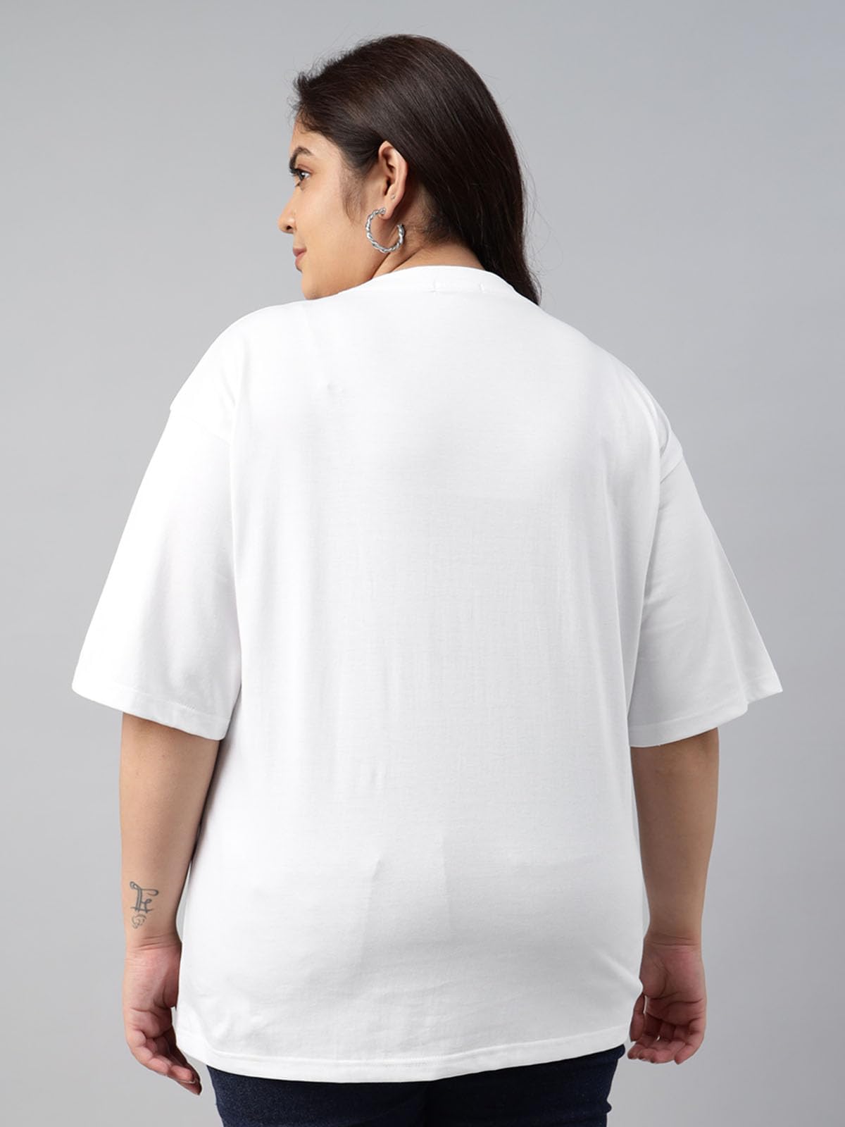 JUNEBERRY Bardzo duże damskie koszulki, 100% czysta bawełna, luźny krój, opadające ramiona, nadruk graficzny, duże rozmiary, 2 sztuki (rozmiary 2XL do 5XL)