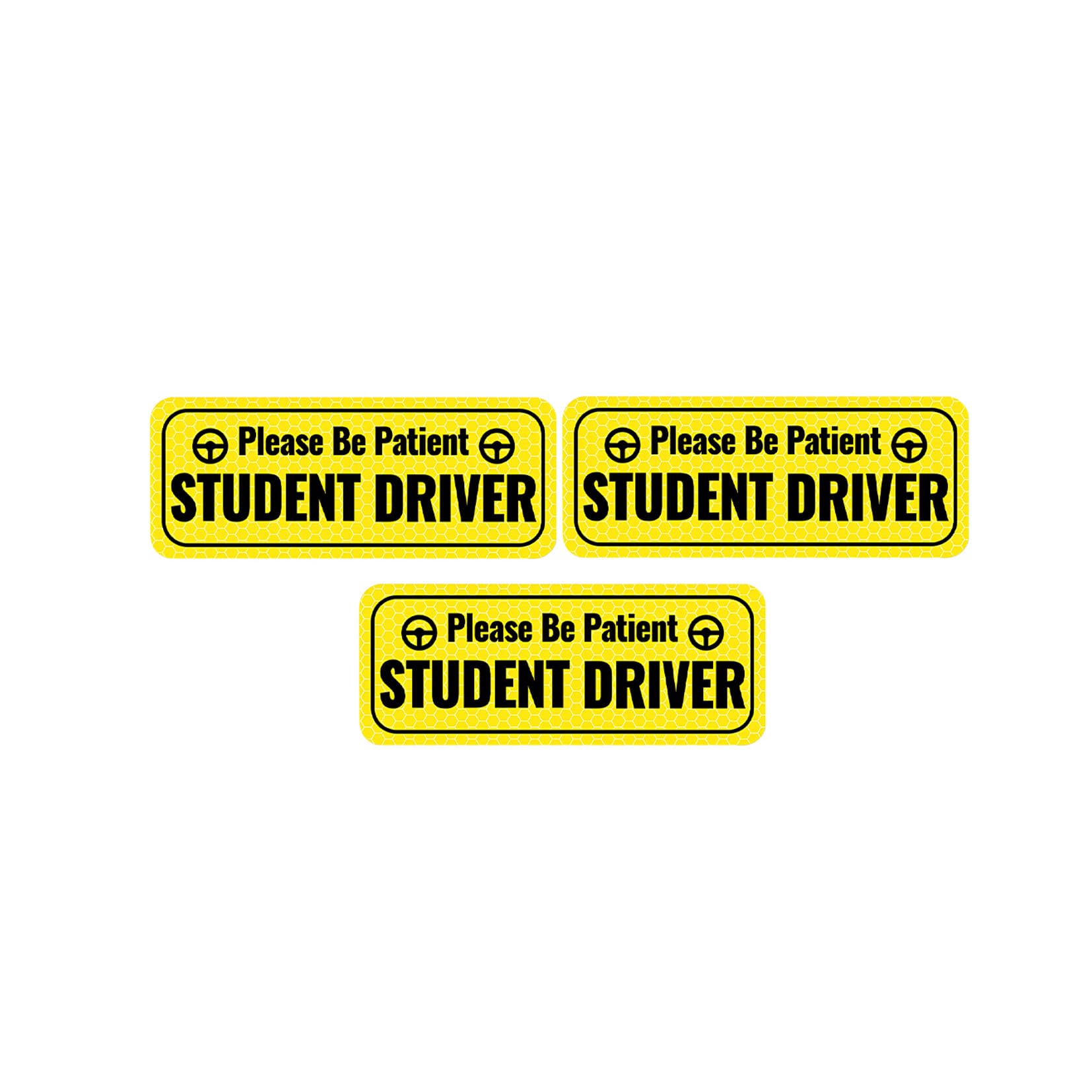 zipelo 3PCS Student Driver Car Magnet, Please Be Patient Student Driver Safety Warning Signs, Reflective Magnetic Movable Auto Exterior Stricker Accessories Universal for SUV, Truck, RV (Yellow)