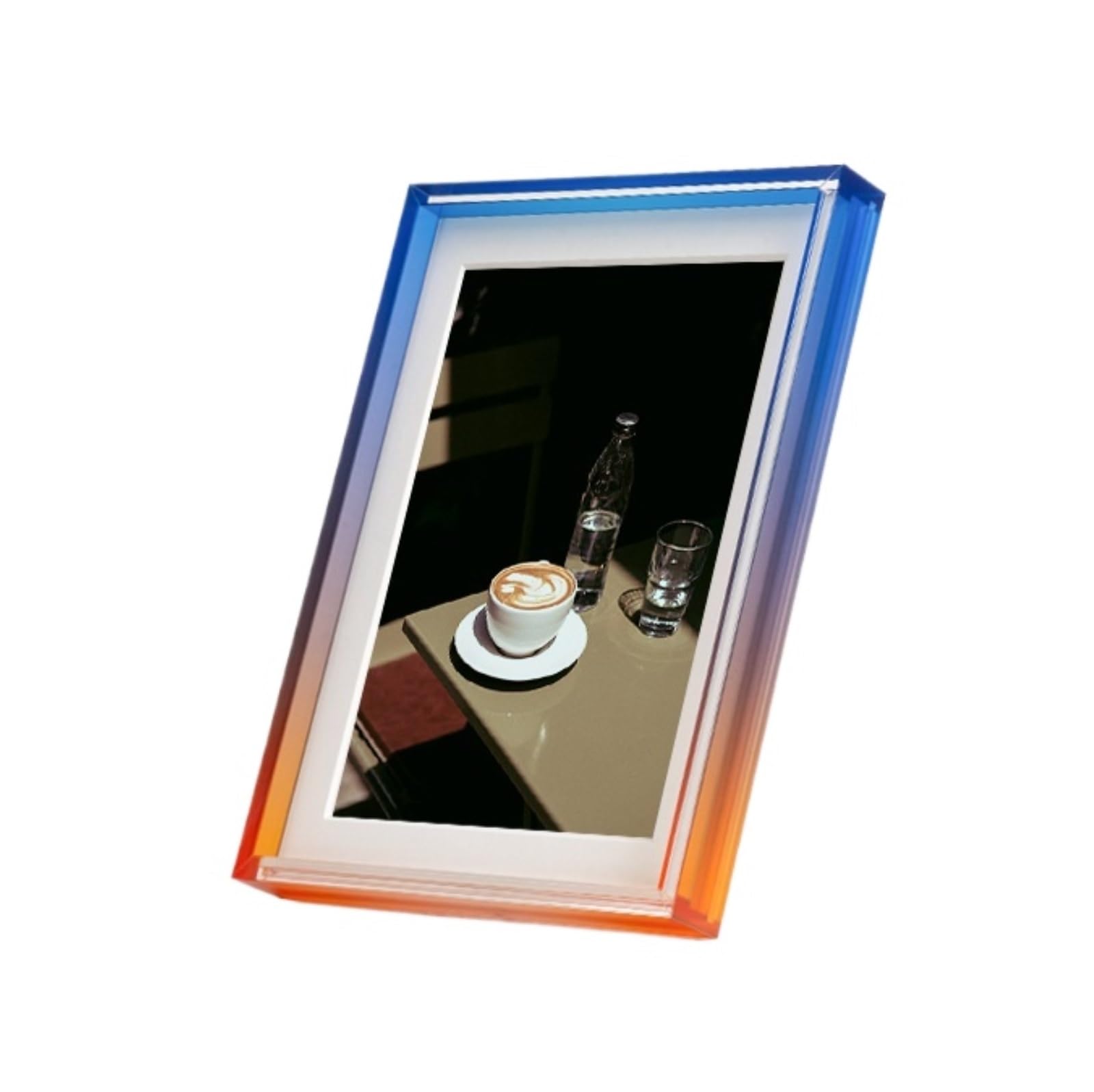 Photo Picture Display Frame 2 Pieces Gradient Acrylic Photo Frame Photography Picture Display Stand Living Room Decoration(Blue-orange,8inch)