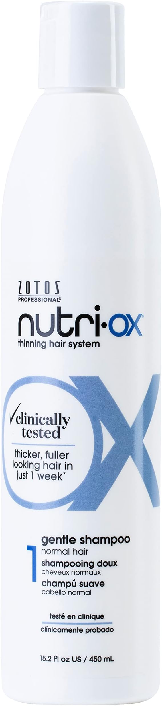 NUTRI-OX Gentle Shampoo Normal for Thinning Hair | Thicker, Fuller-Looking Hair | Clinically & Dermatologically Tested | Peppermint | Color-Safe | 15.2 Fl Oz