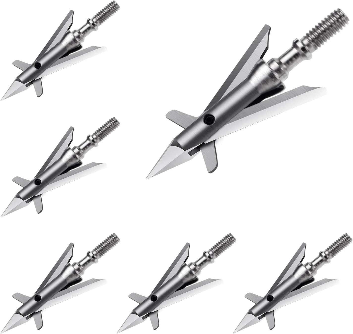 cqwsbsy Hunting Broadhead 100 Grain 2 Mechnical Blade Stainless Steel Arrow Tips Arrowheads for Crossbow and Compound Bow, Pack of 6