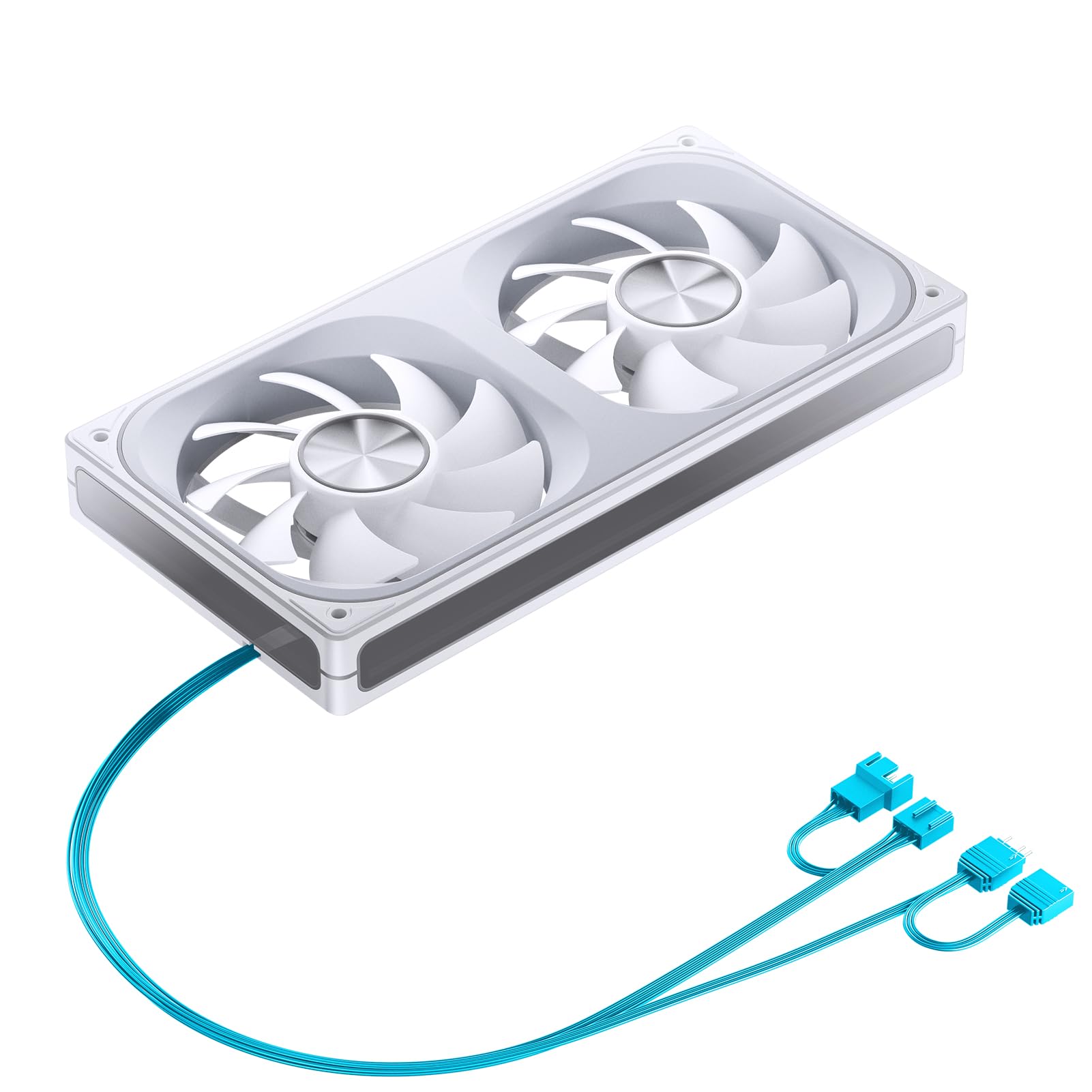 JONSBO ZA-240W Ventilador de carcasa de PC, todo (2) en uno, unidad de marco único con ventiladores ARGB de 2 x 120 mm, PWM, ARGB de 3 pines, computadora silenciosa con ventilador de espejo infinito