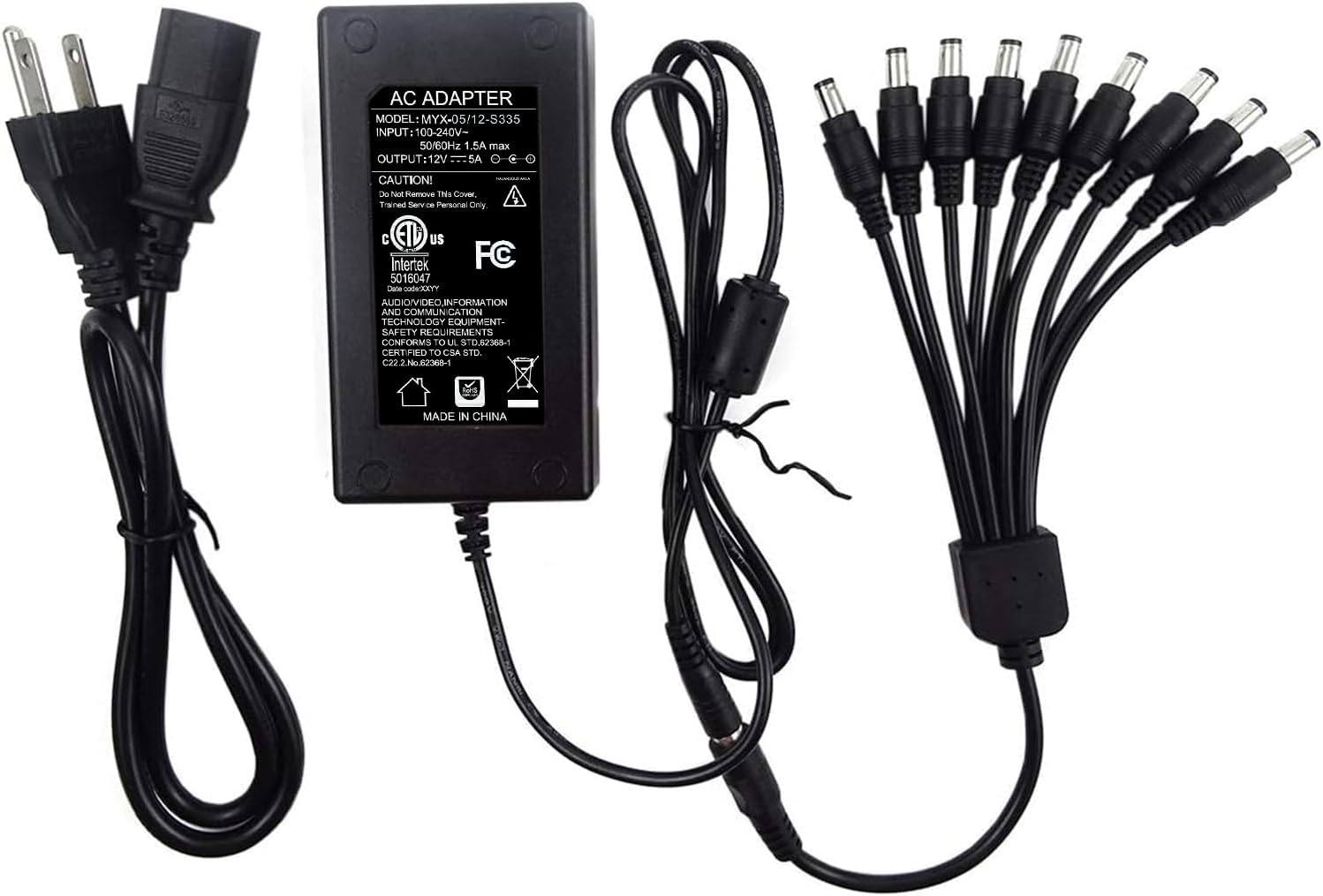 TIGERSECU Security Camera Power Adapter with 9-Way Power Splitter, 12V 5A 100V-240V 2.1×5.5mm Power Supply, Compatible with Lorex, Samsung, Q-See, Night Owl, Swann, Annke IP and BNC Cameras TIGERSECU Security Camera Power Adapter with 9-Way Power Splitter, 12V 5A 100V-240V 2.1×5.5mm Power Supply, Compatible with Lorex, Samsung, Q-See, Night Owl, Swann, Annke IP and BNC Cameras