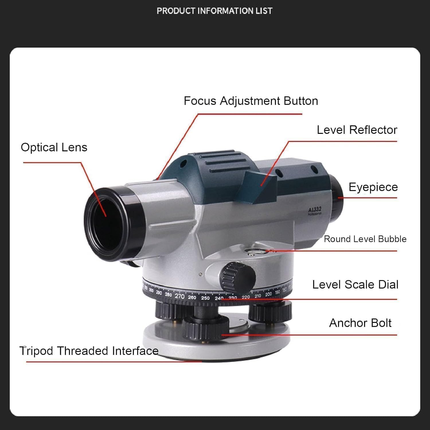 32X Automatic Optical Level Transit Set with Tripod and Protective Carry Case