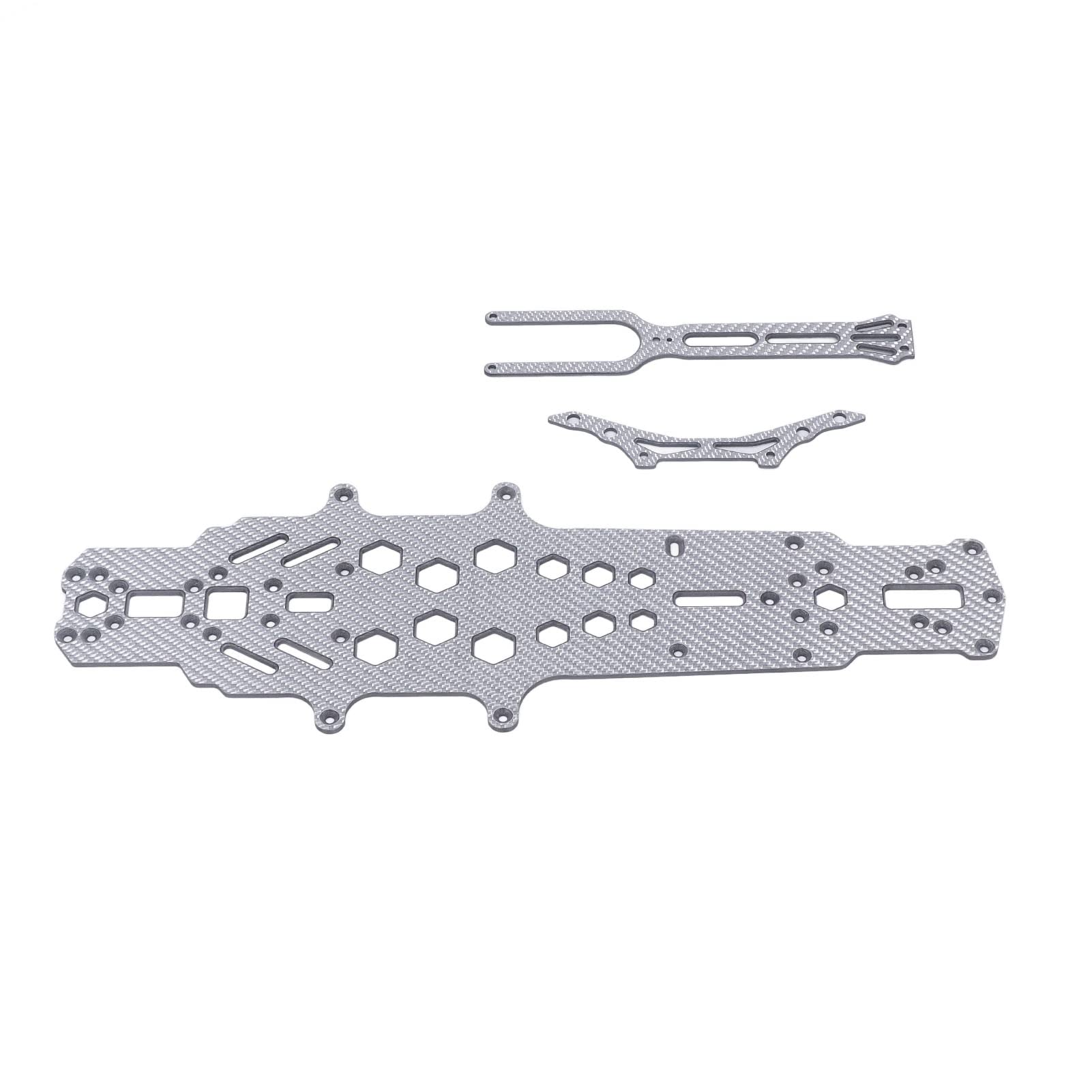 Chasis de Fibra de Carbono RC, Alta flexibilidad, para mecanizado CNC, Reemplazo de hundimiento Hueco de 2 Capas, para Placa de Chasis Inferior RC (Plata)