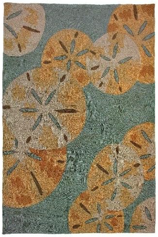 Homefires Sand Dollars by The Sea 5-Feet by 7-Feet Indoor Outdoor Hand Hooked Area Rug