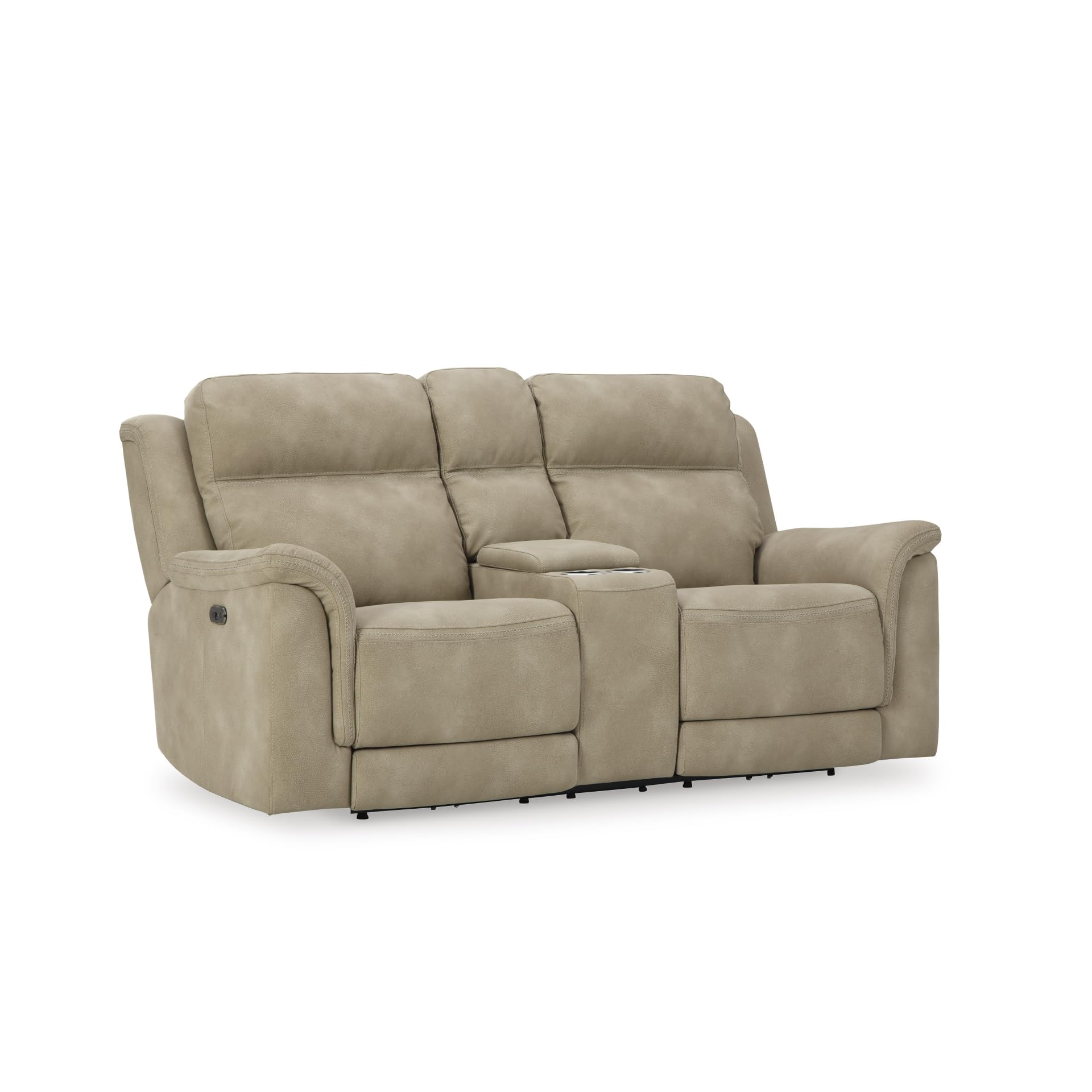 Signature Design by Ashley Next-Gen DuraPella Power Reclining Loveseat with Center Console and Adjustable Headrest, Beige