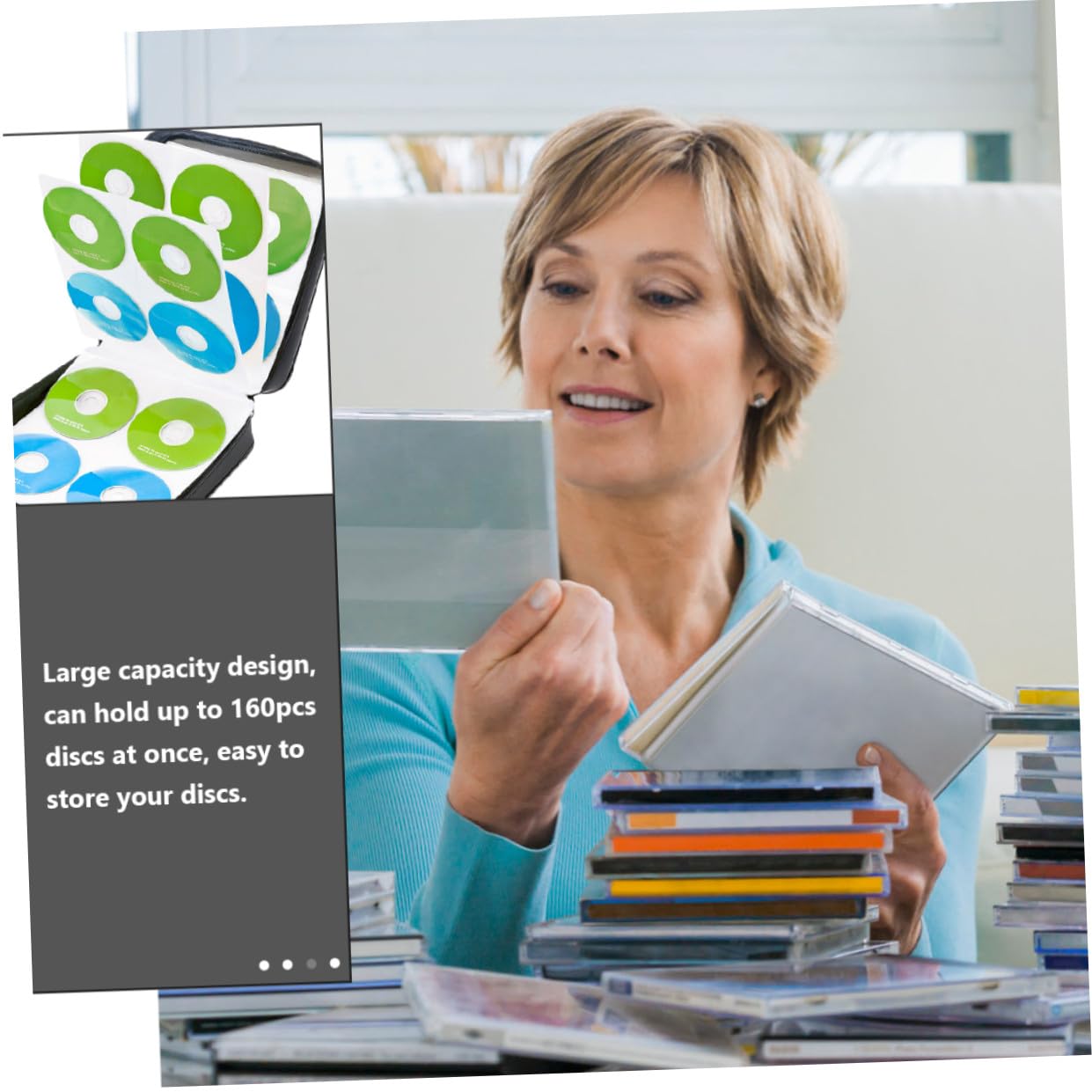 COLLBATH Custodia Dvd Slot Organizer CD con Cerniera Resistente e Maniglia Portatile Scatola Rigida per Conservazione Dischi Protettiva