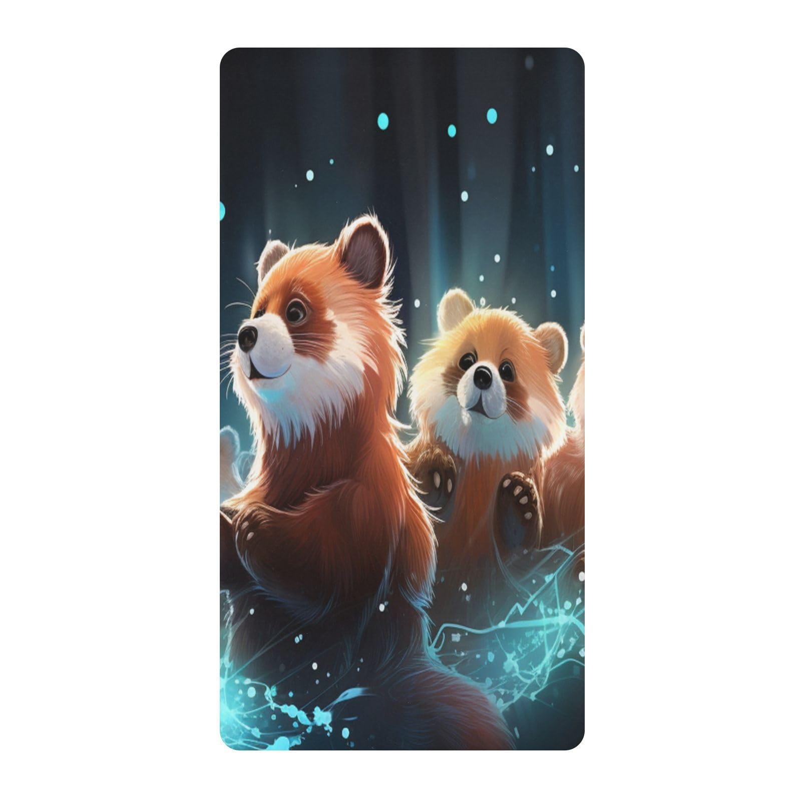 Espacio De Dibujos Animados Pandas Rojos Sábana de Cuna para Niños Pequeños,Sábanas de Algodón Suave para Bebés Aptas para Colchón Corralito