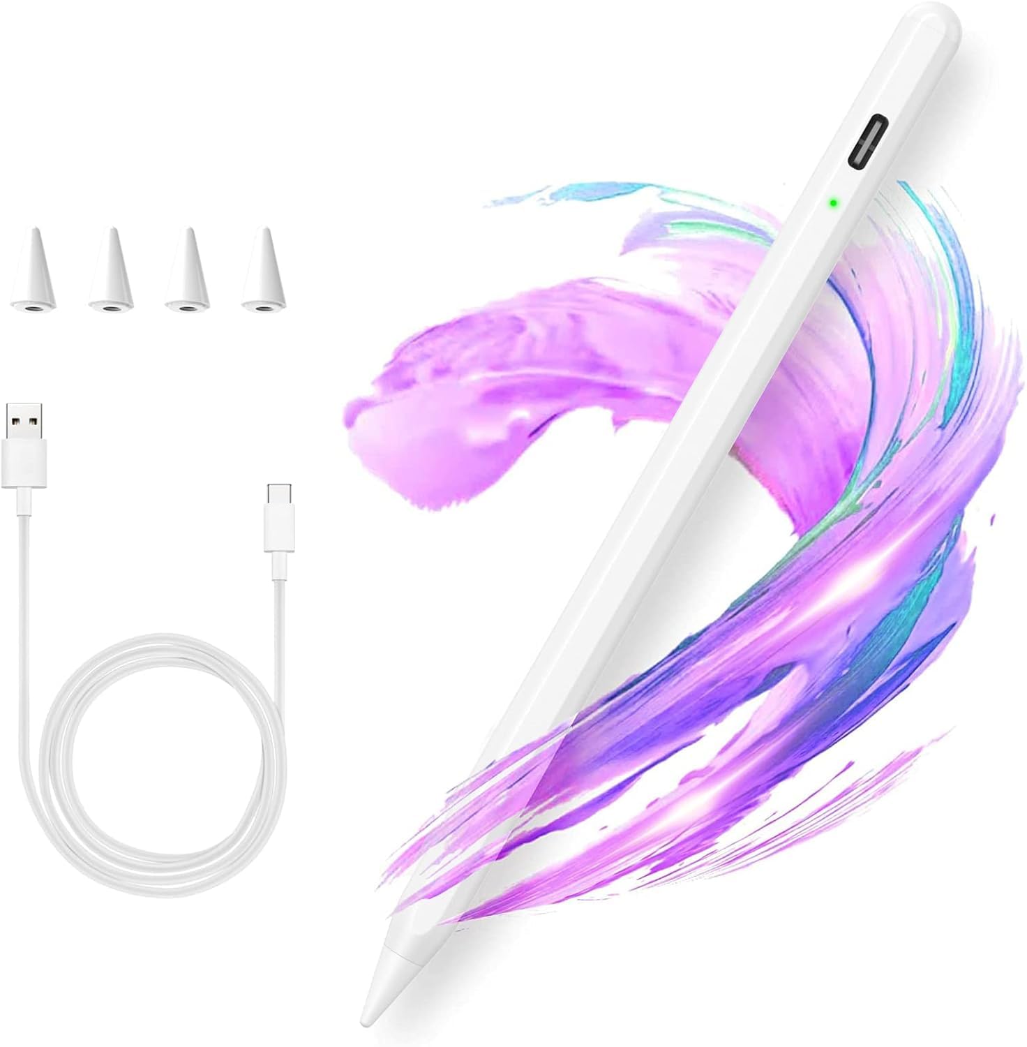 Penna Touch per iPad, Stylus Pencil Compatibile iPad 10/9/8/7/6 2018-2022, Mini 6/5, Air 4/3, Pro 11''/12.9'', 4 Punte di Sostituzione