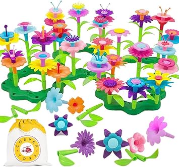 Amazon Corper Toys 花 おもちゃ 積み木 立体パズル パズル 98pcs 組み立て おもちゃ ブロック 砂場おもちゃ 砂場セット 花遊び カラフル クリスマス プレゼント 男の子 女の子 6歳以上 大工さん おもちゃ