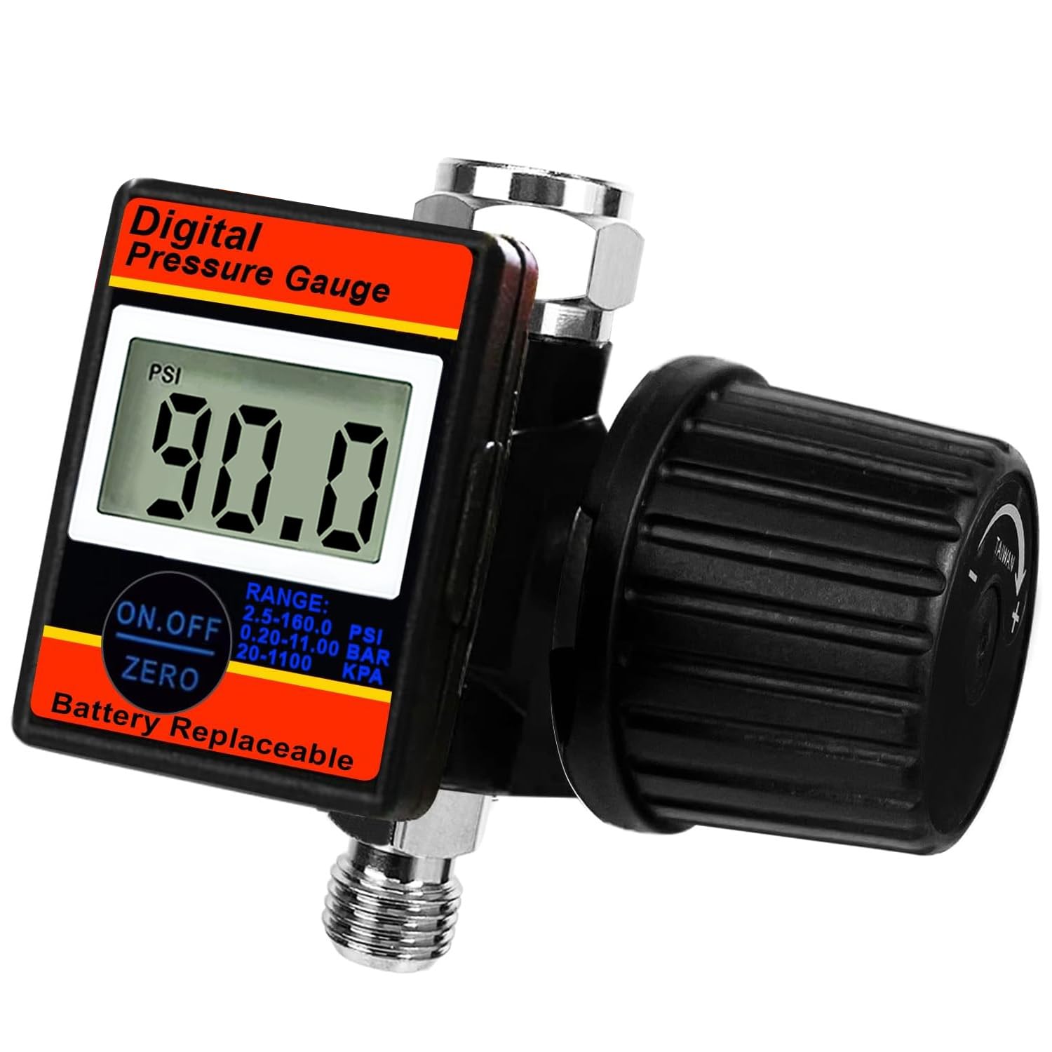 LE LEMATEC Digital Air Pressure Regulator, 1/4-Inch NPT Diaphragm Airflow Valve Up to 160 PSI Digital Gauge for HVLP Spray Paint Gun, Sand Blaster & Other Pneumatic Tools (DAR02B)