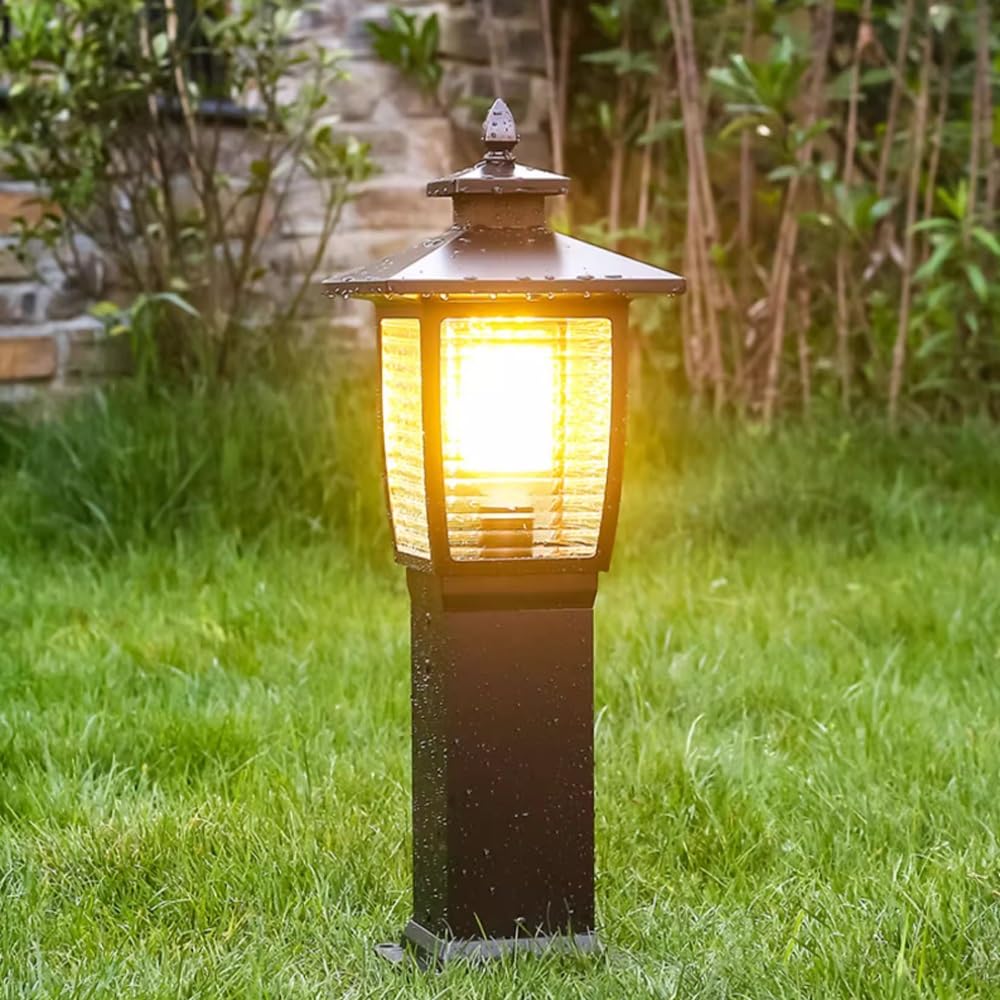 22-calowa lampa słupkowa ze szkła w paski w kolorze kawy