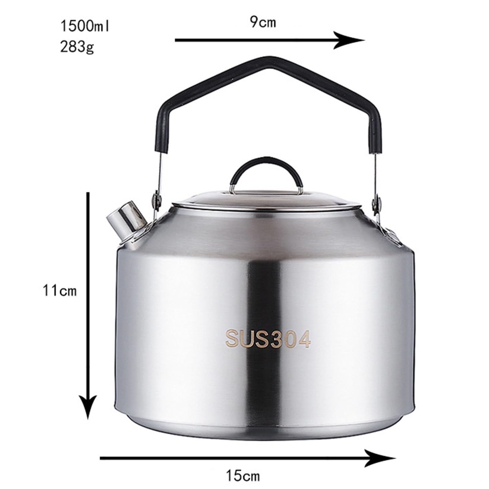 Ultralekki Czajnik Kampingowy z Stali 304 - Szybkie Nagrzewanie do Kawy i Herbaty, Dobra na Wspinanki i Piknik(1.5L)
