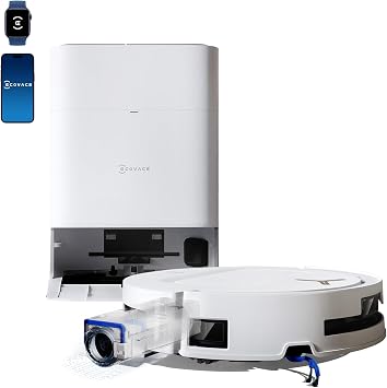 ECOVACS DEEBOT T80 OMNI 18,000 Pa Robotic Vacuum Cleaner, Dual Use with Wipes, Automatic Garbage Collection, Edge Cleaning, Roller Mop, AI Recognition, Tangle Removal System 3.0, Fully Automatic, Mop Drying, Automatic Water Supply, Hot Water Washing, Maping, AI Obstacle Avoid, Zero Tangle App. Operation Drop Prevention System Alexa Compatible Cleaning Reservation Cleaning Robot