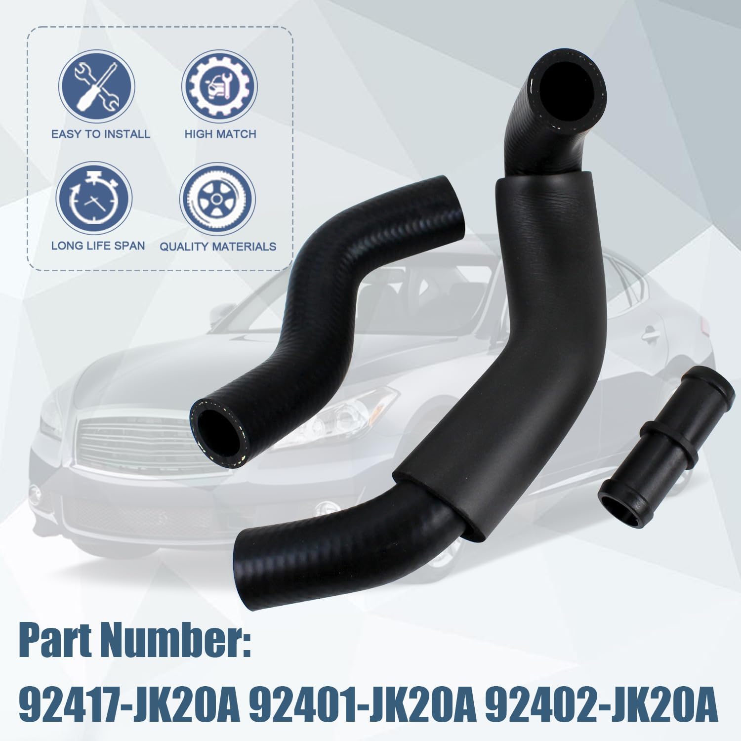 COOL STAR Heater Hose Connector Kit Compatible with Infiniti EX35 FX35 G25 G35 M35h EX37 FX37 M37 370Z Q70 Q50 QX70 Q40 Q60 2009-2020 NISSAN 370Z Replaces 92417-JK20A 92401-JK20A 92402-JK20A