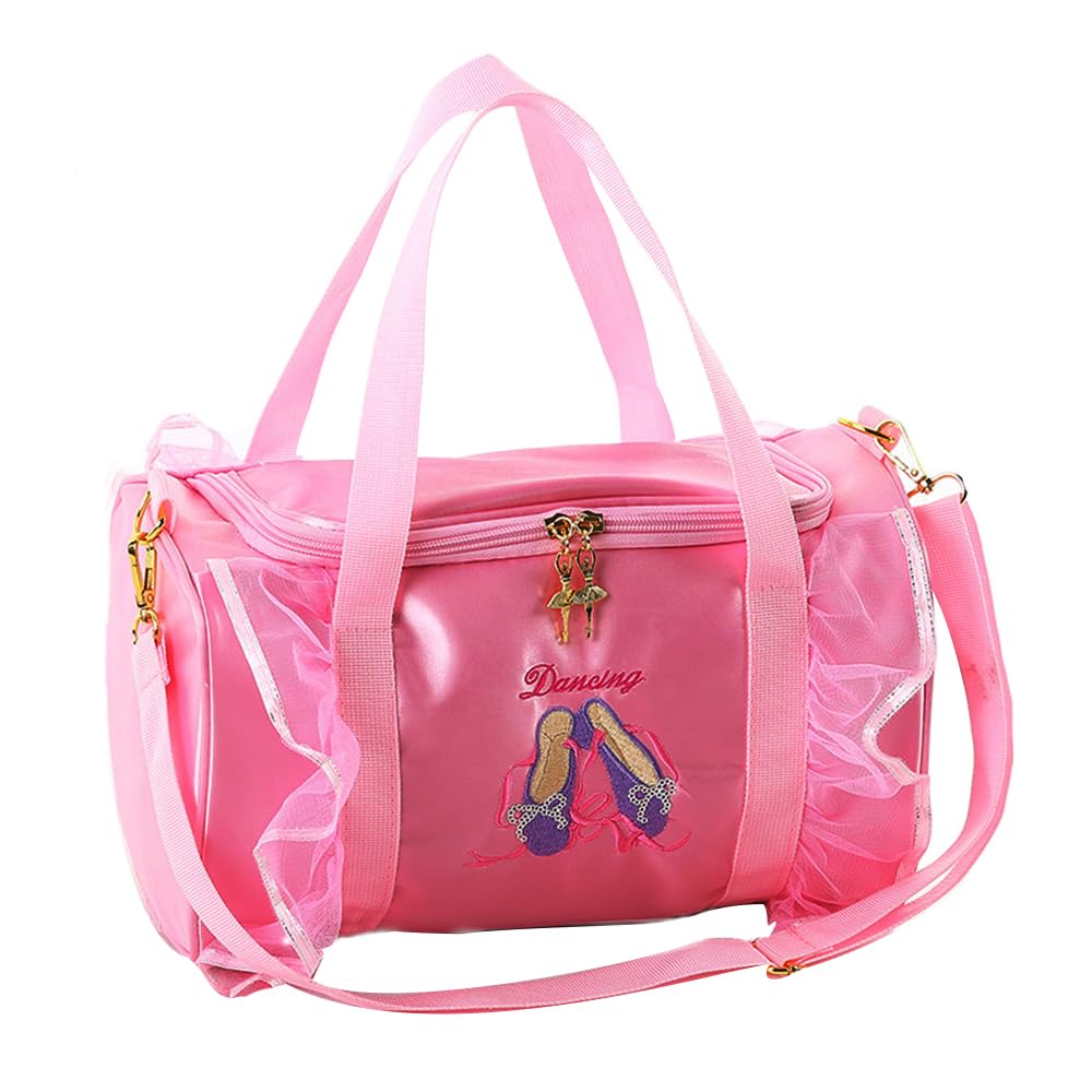 Dance bag for kids Lightweight Cute Ballet Bag Gym Travel Duffle Bag for Girls Tutu Dress Bag 3-6 Year Olds Gift for Girls (Pink-ballet shoes)