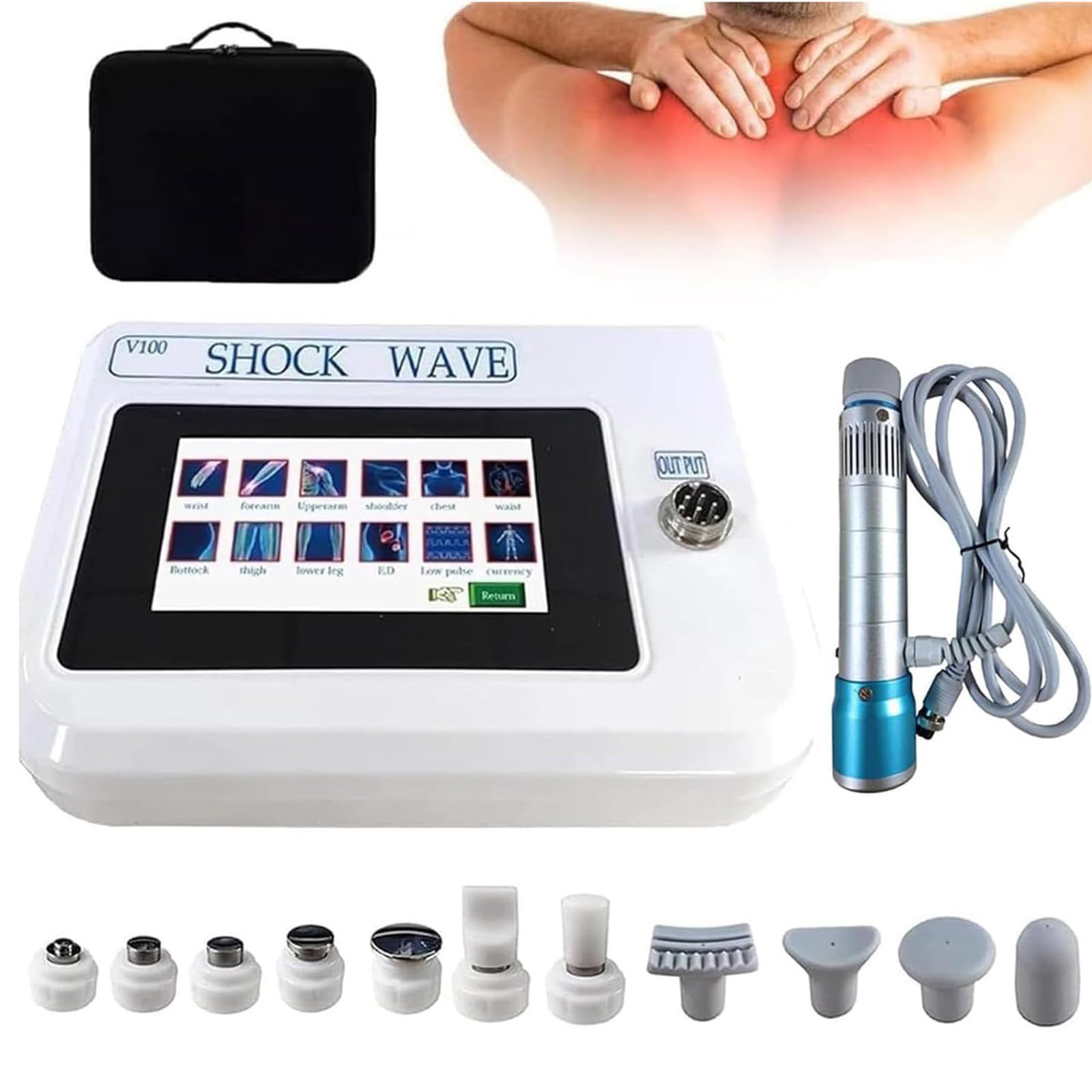 Apparecchio per Terapia a Onde D'urto – Strumento Multifunzionale di Fisioterapia a Onde D'urto Elettromagnetiche, Massaggiatore Muscolare Profondo per Il Rilassamento del Corpo