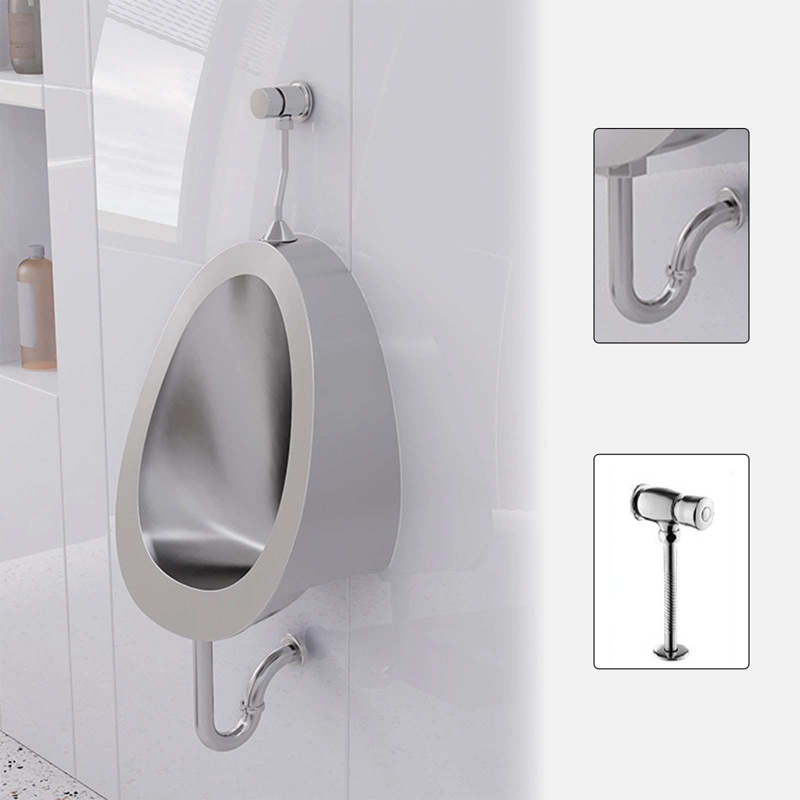 Urinario de pared de acero inoxidable 304 compacto para baños modernos