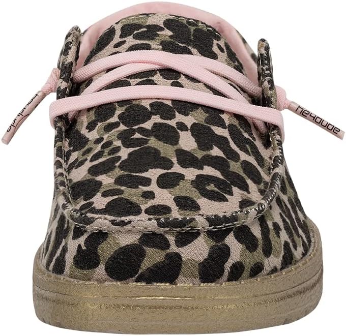 HEYDUDE Girl's Wendy Youth Leo Nut Size 3 | Girl’s Shoes | Girl’s Lace Up Loafers | Comfortable & Light-Weight