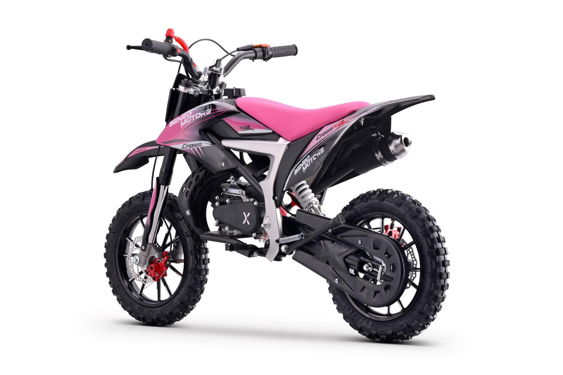 Motocross für junge Fahrer Beneo Motors CROSS SX Rosa - 50cc Dirtbike Dirt Bike CrossBike DirtBike pocket 50cc Pitbike PocketBike Motocross Motorrad Motorbike