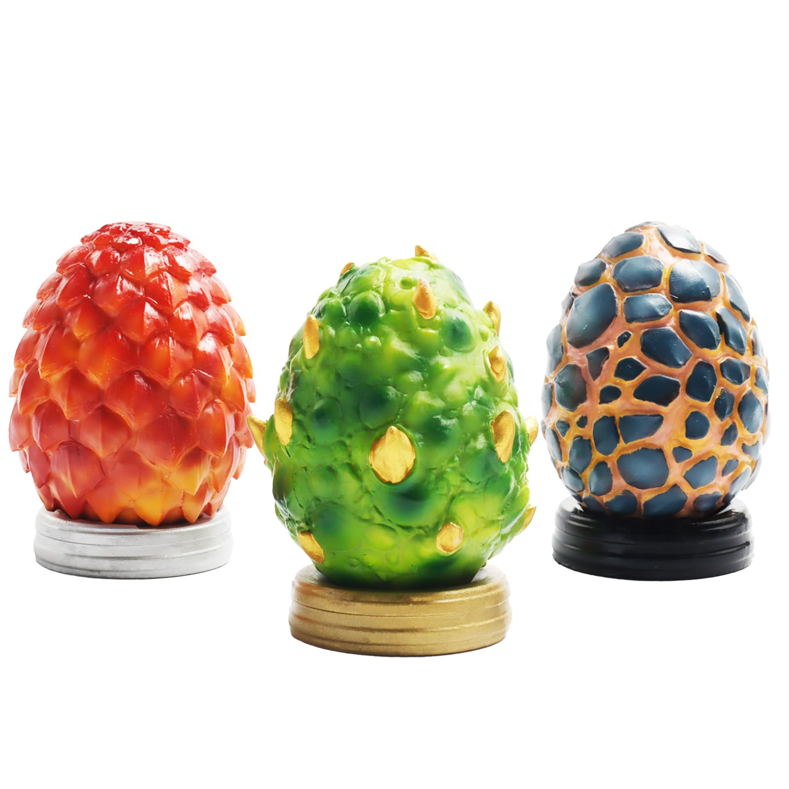 Rileryan Dragon Egg Set - 3" Resin Black Dragon Egg Mythical Fantasy Home Decor Gift for Birthday Easter Day