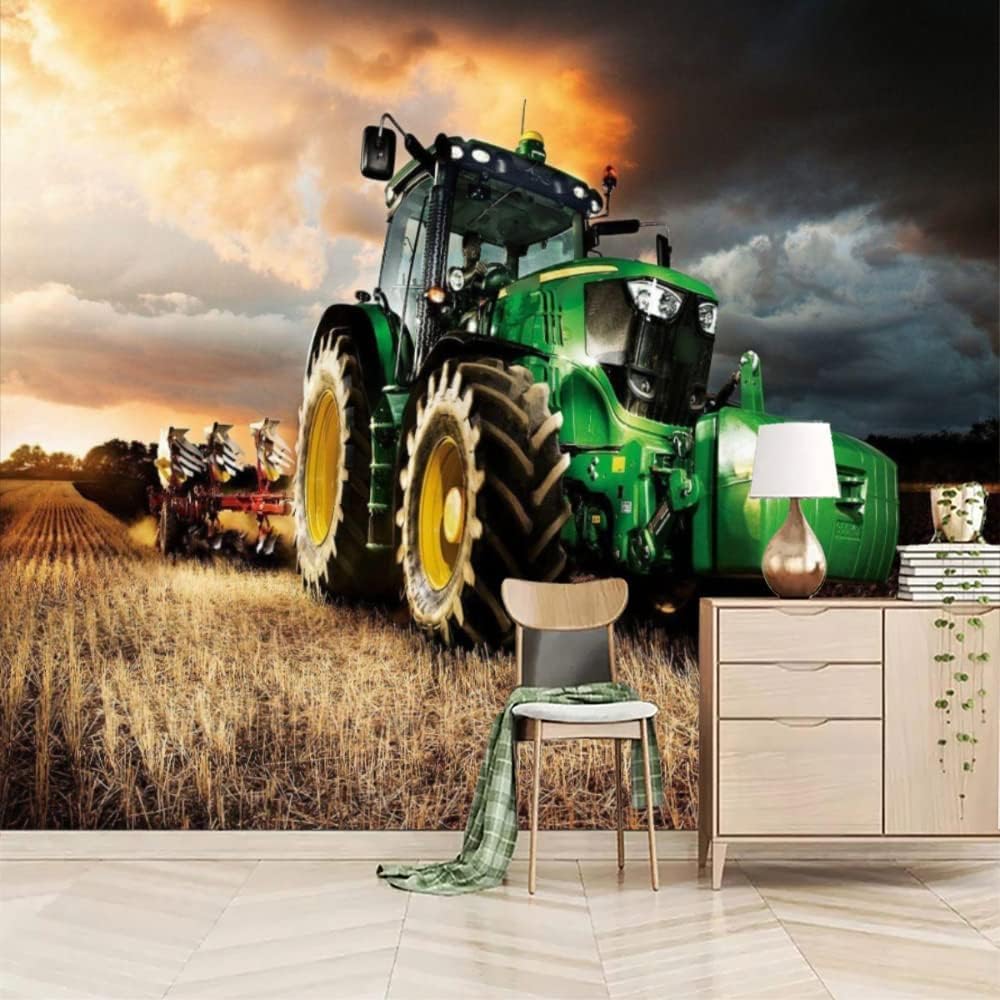 Mural De La Pared 3D Patrón De Papel Pintado De La Pared Pegatina Para El Dormitorio De La Sala De Estar Tractor 450(W) X315(H) Cm Foto De Pared Peel And Stick, Arte De Pared, Carteles-2726316