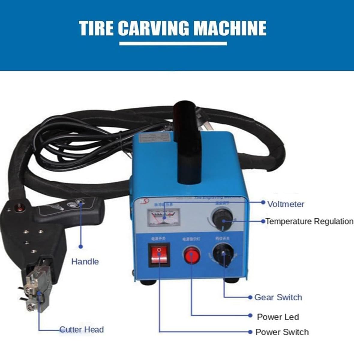 Macchina scanalatrice per pneumatici, 400 W riscaldata per pneumatici - Macchina manuale per scanalatura di pneumatici in gomma per camion e auto con kit di lame per pneumatici da corsa e camion
