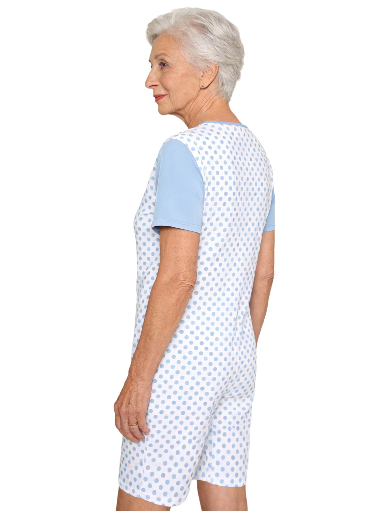 Sxiwei Combinaison Alzheimer Femme Manches Courtes Grenouillère Personnes Âgées Alzheimer Pyjama Body Combishort