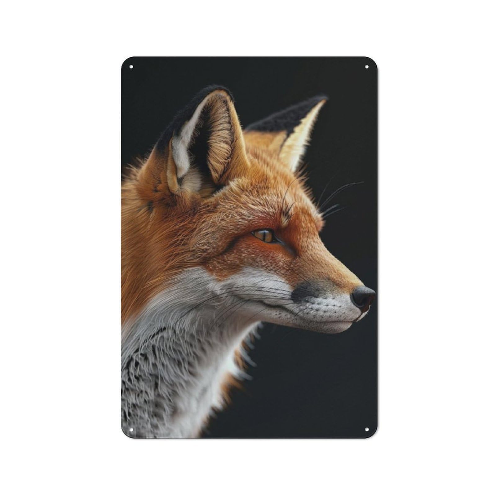 Vintage Tin Sign with Fox Design 30x20cm, Nostalgic Nostalgic Wall Art for Living Room, Hallway, Kitchen Or Cafe
