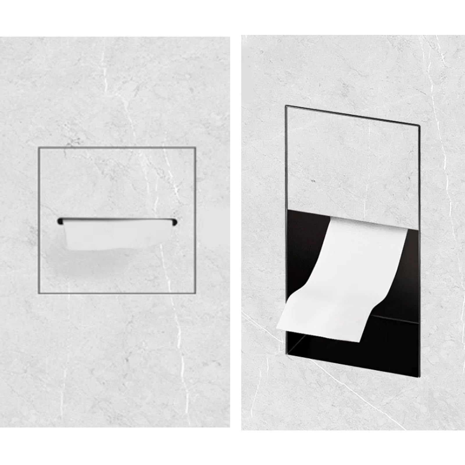 Porta Carta Igienica Porta Carta Igienica A Nicchia Da Incasso A Parete, Portarotolo In Acciaio Inossidabile Per Bagno, Distributore Di Carta Igienica(Black,1tier)