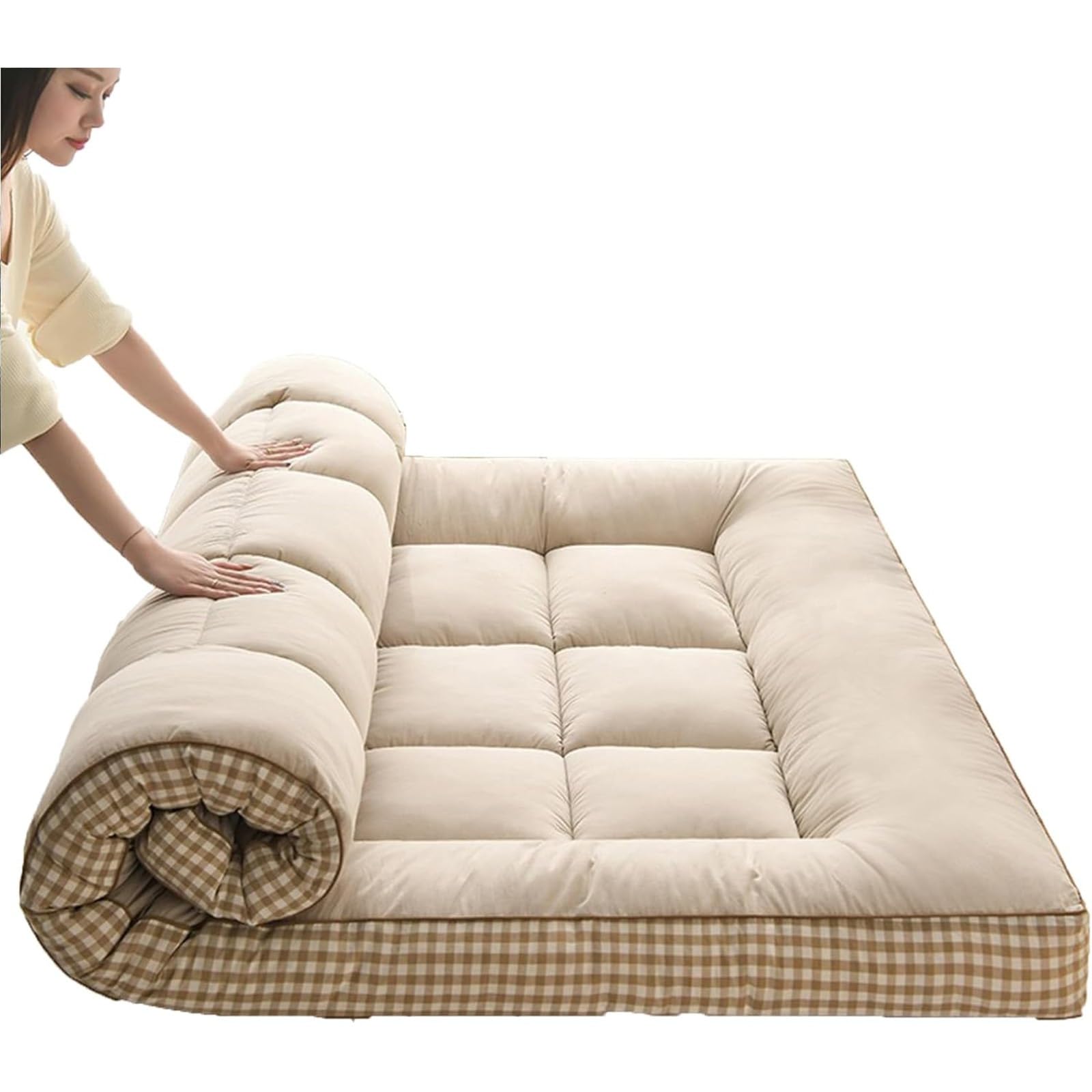 Japanese Futon Mattress for Home & Dorm Use Premium Foldable Floor Bed with Thick Non Slip Design Breathable & Comfortable (Black 100 * 200cm)