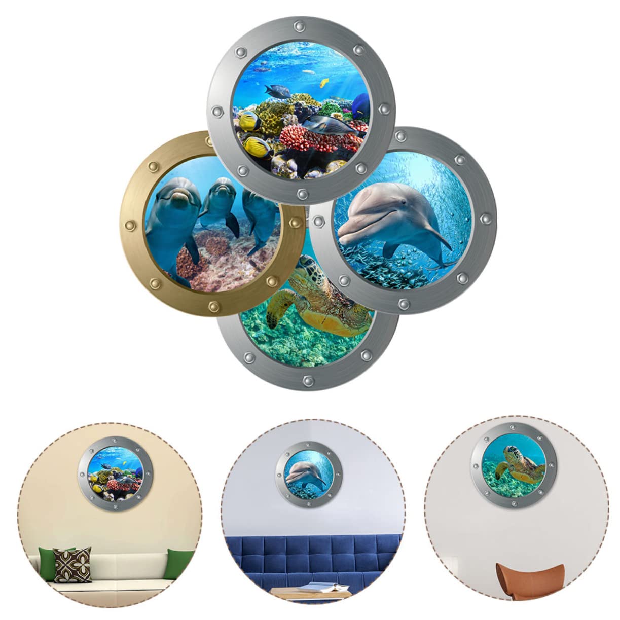 Tofficu 3 Set Adesivo Animale Marino Per Squali Ragazzo Creature Parete Blu Decalcomanie Sottomarine Adesivi Murali Rimovibili Decalcomania Sotto Il Mare Adesivo Decorativo Pvc 4 Pezzi * 3