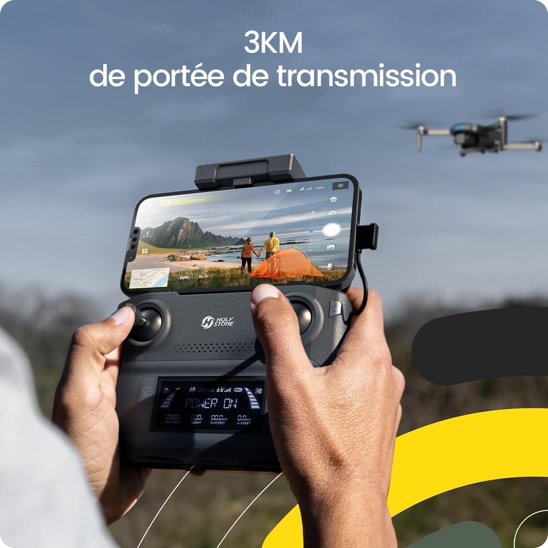 Holy Stone HS360S GPS Drone con cámara 4K UHD para Adultos Principiantes, FPV RC Quadcopter Plegable con Rango de Control 3KM, Motor sin Escobillas, Follow Me, Smart Return Home, Transmisión 5G, 249g