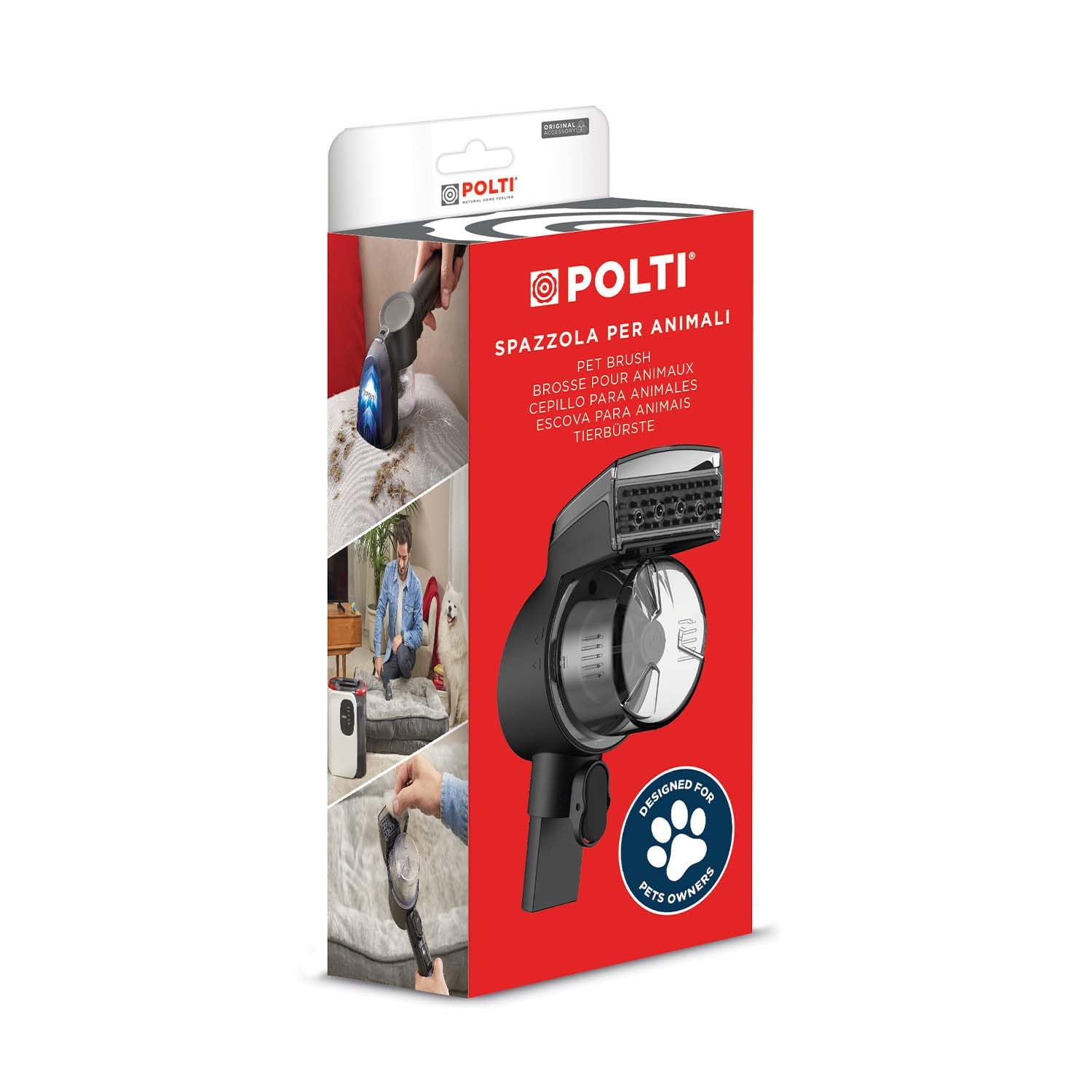 Polti Accessori, PAEU0429, Spazzola Animali Per Polti StainOver, per Rimuovere Peli e Sporco da Imbottiti e tessuti, con Serbatoio per Raccolta Peli