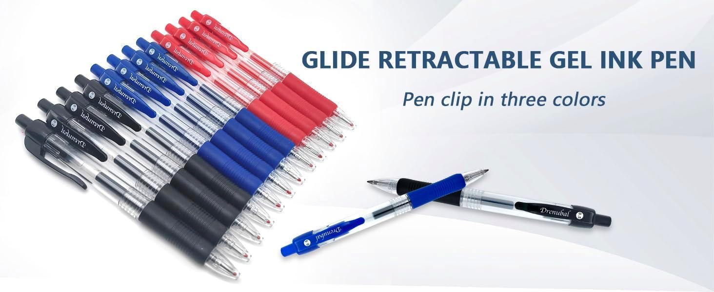 Gel Ink Pens, Medium Point (0.5mm), Comfortable Rubber Grip For Writing (48, Blue-48(no red))