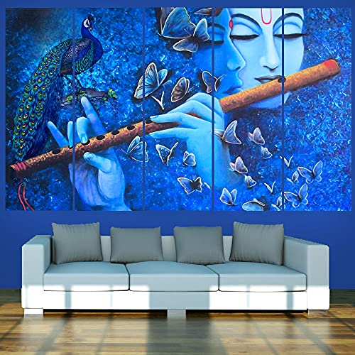 Image of Spacter art Radha Krishna Wall Painting for Living Room Big Size - Radha Krishna Painting Wall Decor for Bedroom, Office, Peaceful Digital Painting Wooden Framed for Gifting (30x60 inch) SP93