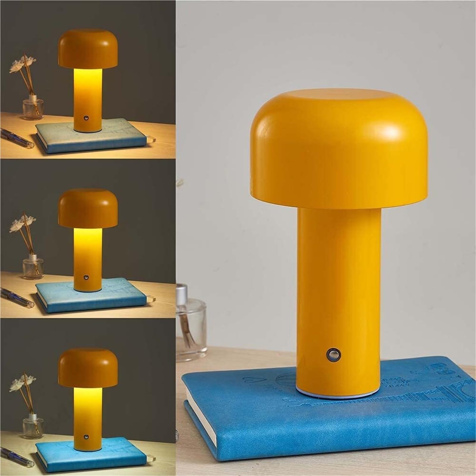 KHUKHU Mushroom Desk Lamp Portable Cordless Night Light USB Rechargeable
