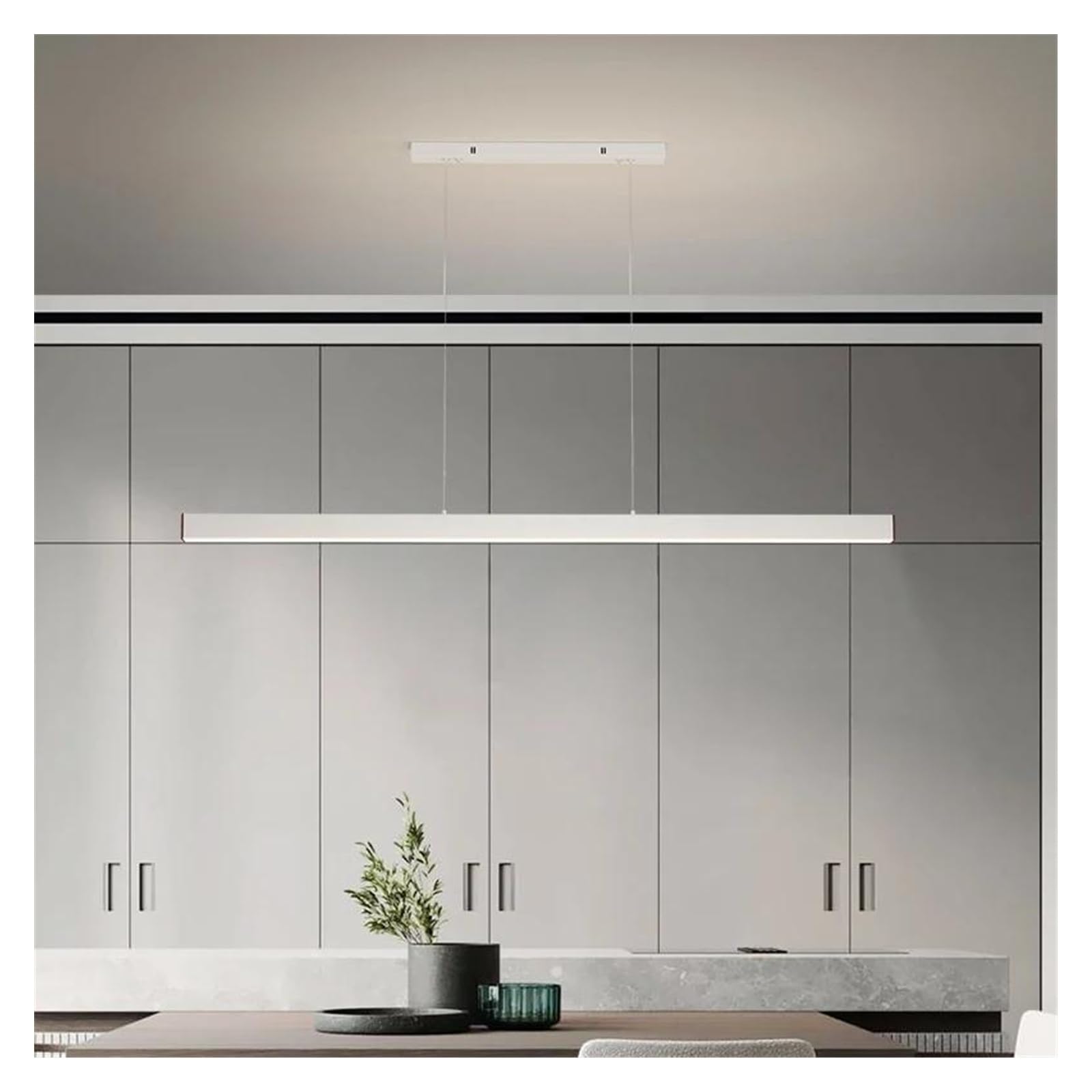 ASerZenith Modern Led Dining Room Chandelier Lighting Nordic Restaurant Long Hanging Lights Office Fixtures Illumination Study Lamps,Hanging Light,Infinite Dimming-B-L150Cm