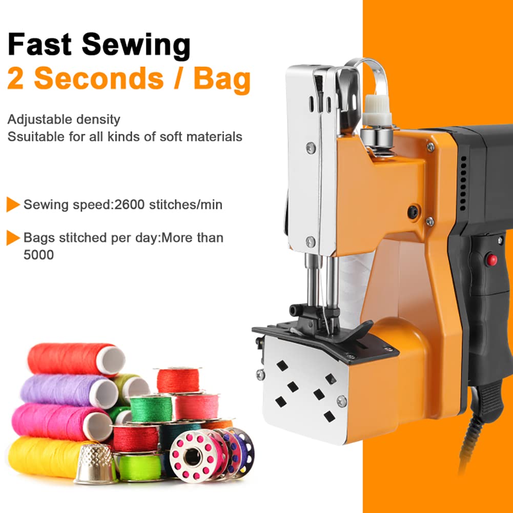 Machine de Fermeture de Sac électrique, 190 W, scelleuse de Fermeture de Sac à Main, 2 s/Sac, Couture d'emballage de Sac pour Sac/tissé/Riz/Peau de Serpent/Papier/Sacs en Plastique