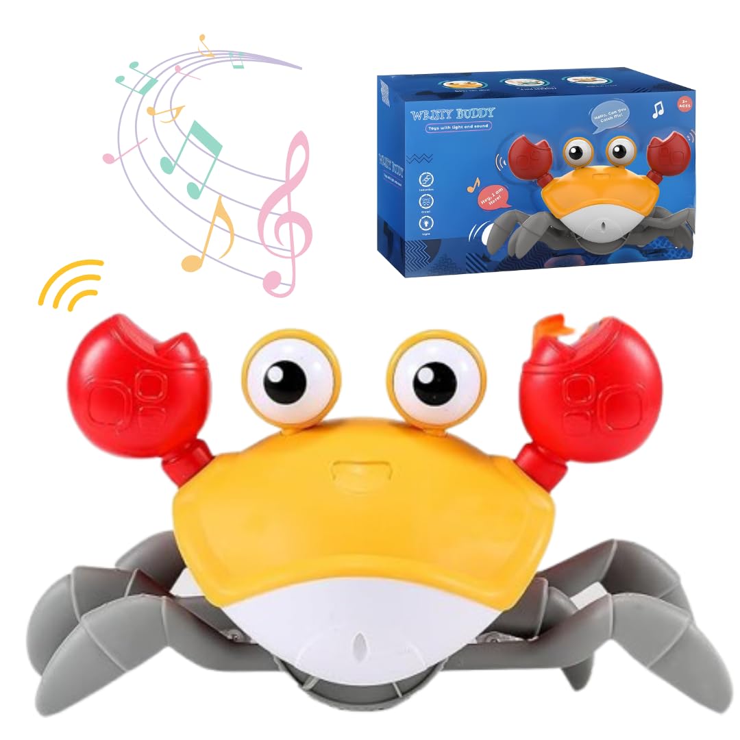 Wristy Buddy Crawling Crab – Moving, Dancing, Walking Toy for Babies & Toddlers | Interactive Tummy Time Crab with Music & Lights | Boys & Girls