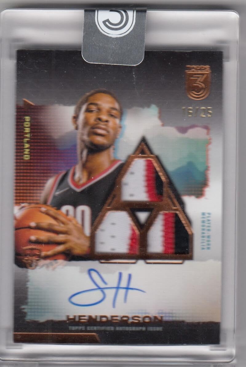 Basketball Trading Card 2023-24 Topps 3 Rookie 3 Patch Horizontal Autograph Bronze #103 Scoot Henderson EX++ Excellent++ RC Rookie MEM Auto 16/25 Blazers